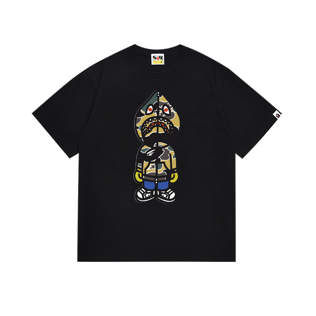 Bathing Shark and ape head print T-Shirt NextBlock