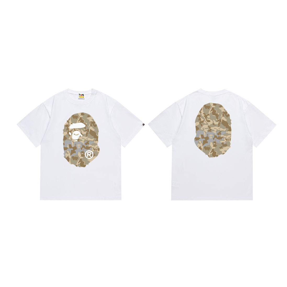 Bathing Shark and ape head print T-Shirt NextBlock