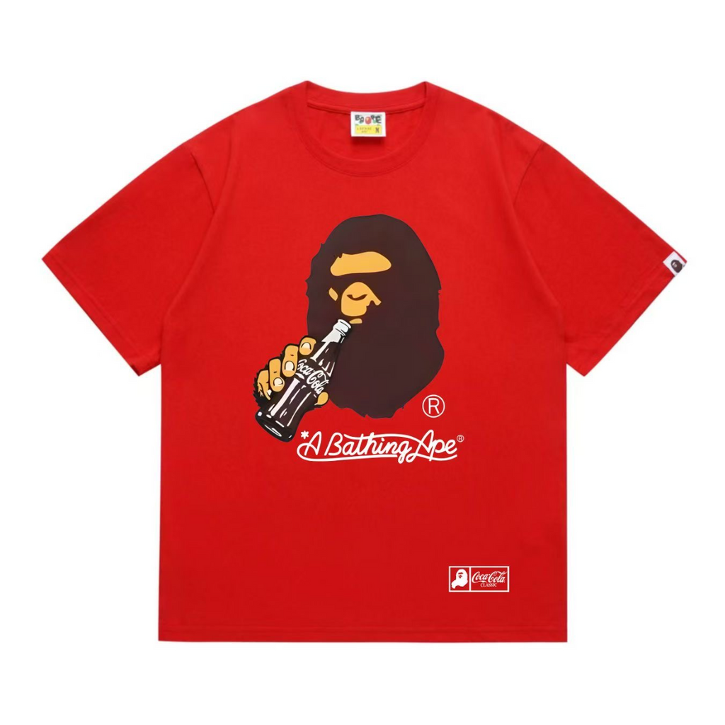 Bathing Shark and ape head print T-Shirt NextBlock