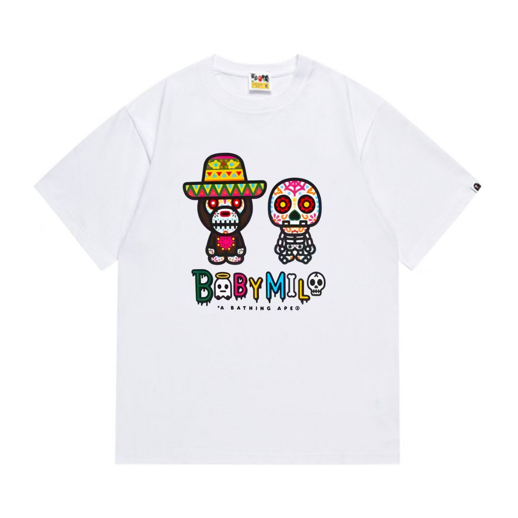 Bathing Shark and ape head print T-Shirt NextBlock