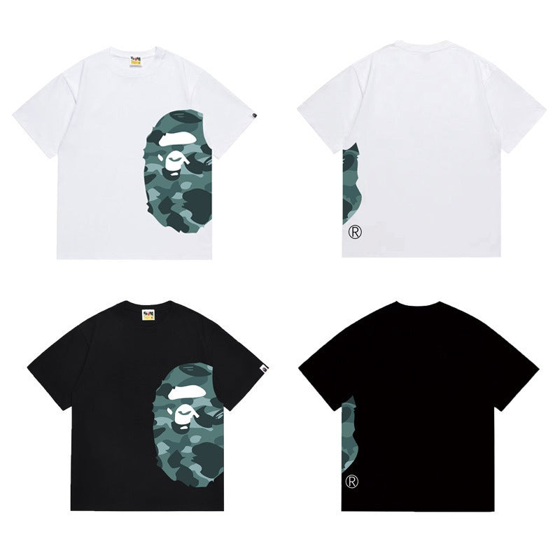 Bathing Shark and ape head print T Shirts NextBlock
