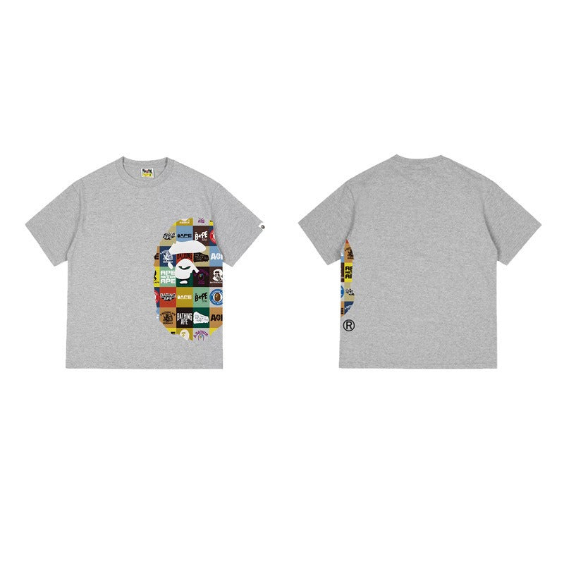 Bathing Shark and ape head print T Shirts NextBlock