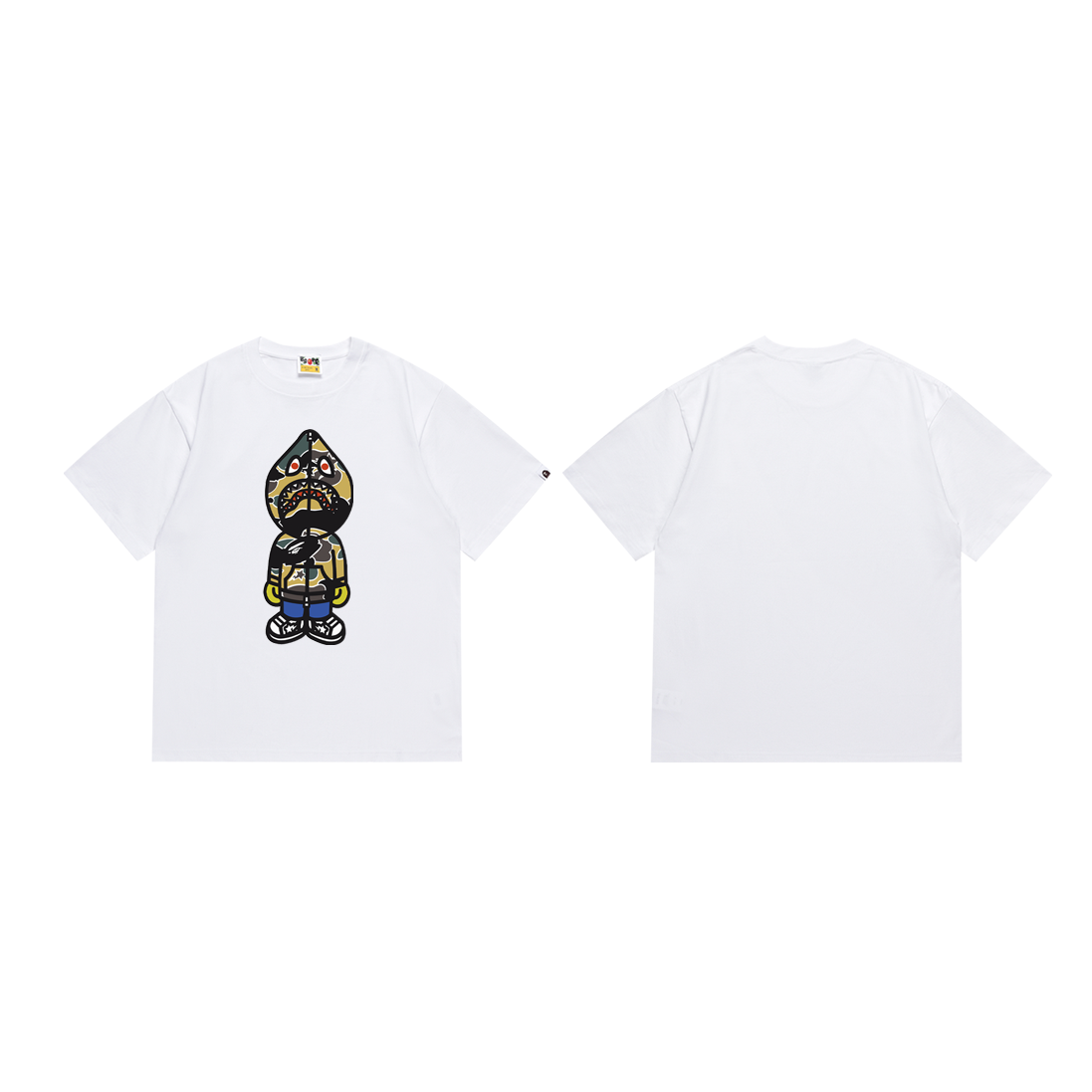 Bathing Shark and ape head print T-Shirt NextBlock