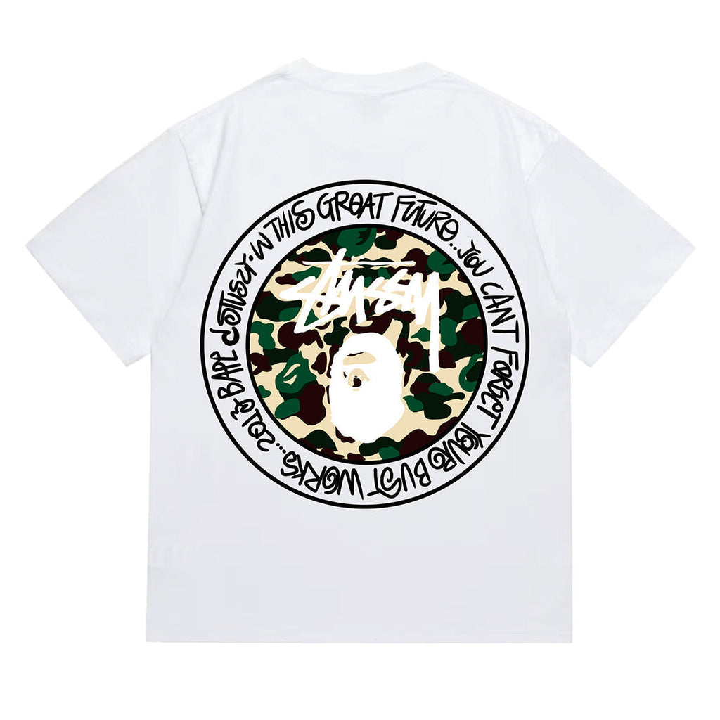 Bathing Shark and ape head print T-Shirt NextBlock