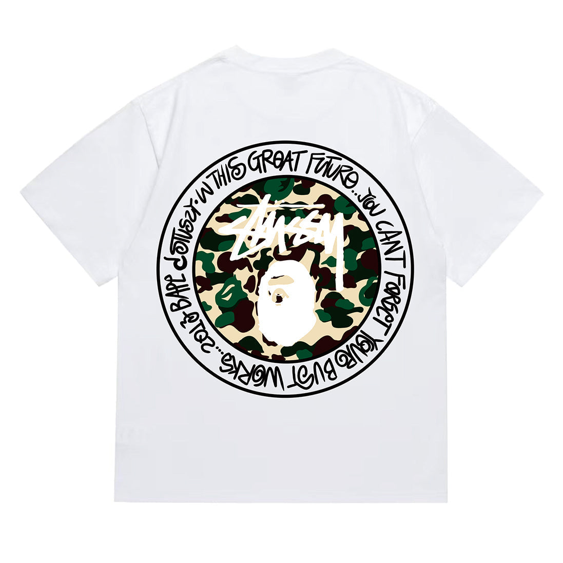 Bathing Shark and ape head print T-Shirt NextBlock