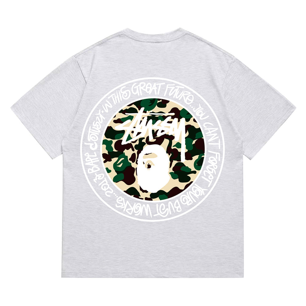 Bathing Shark and ape head print T-Shirt NextBlock