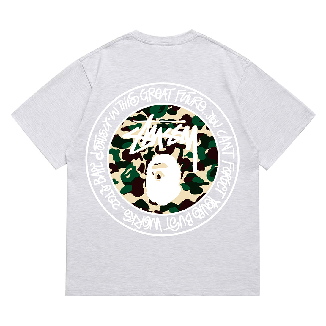 Bathing Shark and ape head print T-Shirt NextBlock