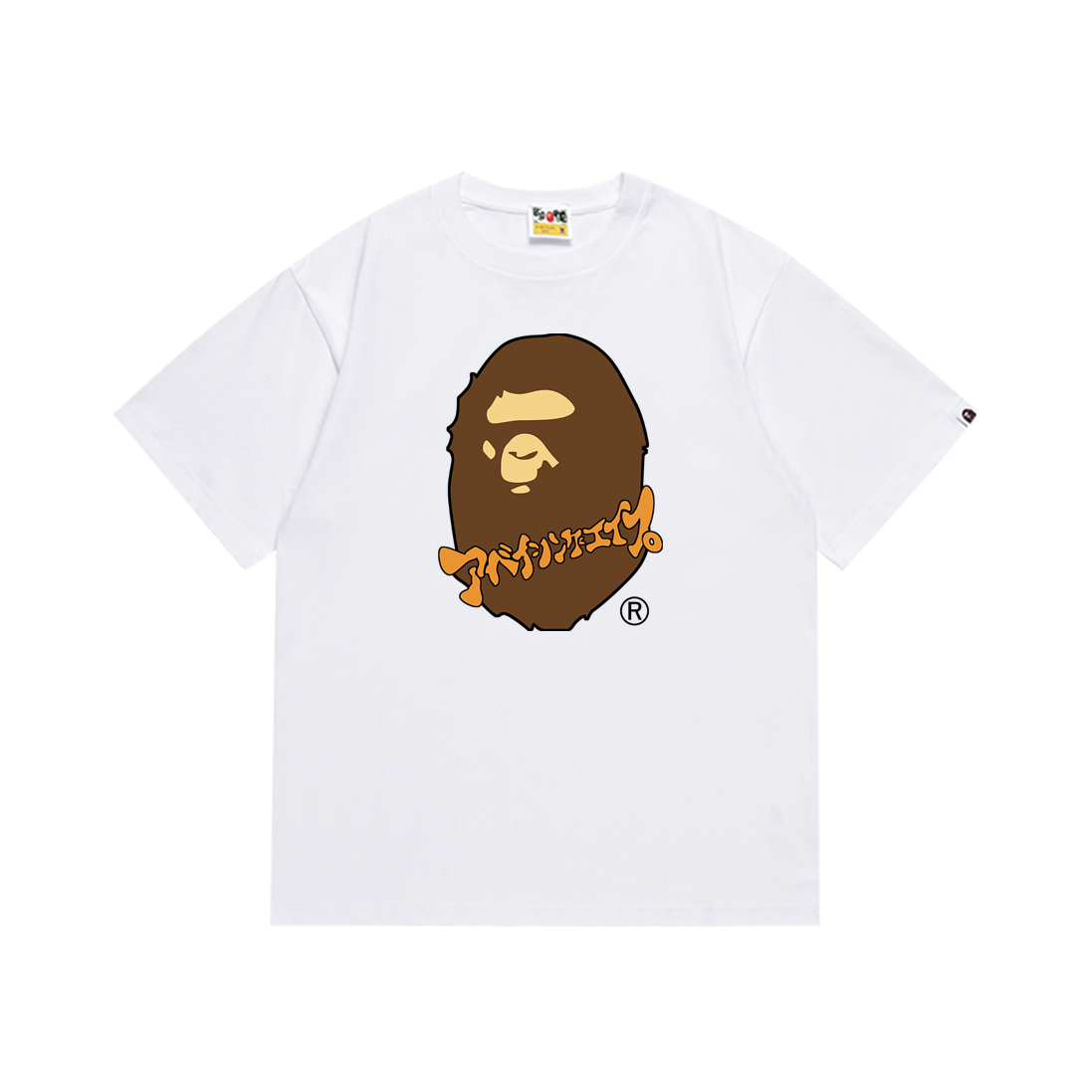 Bathing Shark and ape head print T-Shirt NextBlock