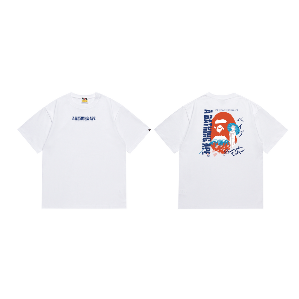 Bathing Shark and ape head print T-Shirt NextBlock