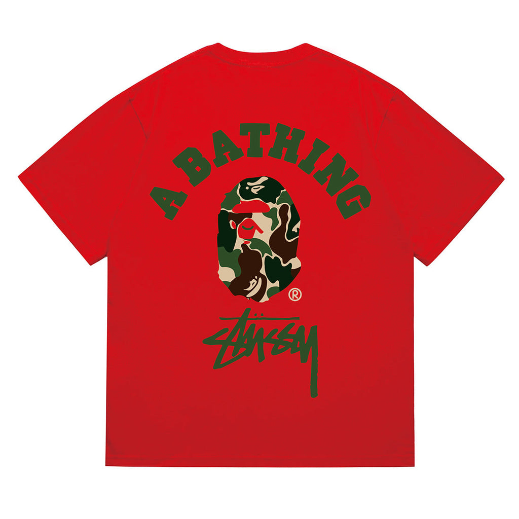 Bathing Shark and ape head print T-Shirt NextBlock