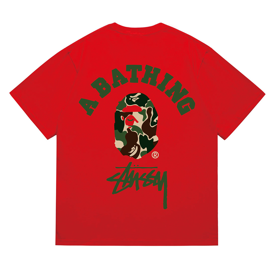 Bathing Shark and ape head print T-Shirt NextBlock