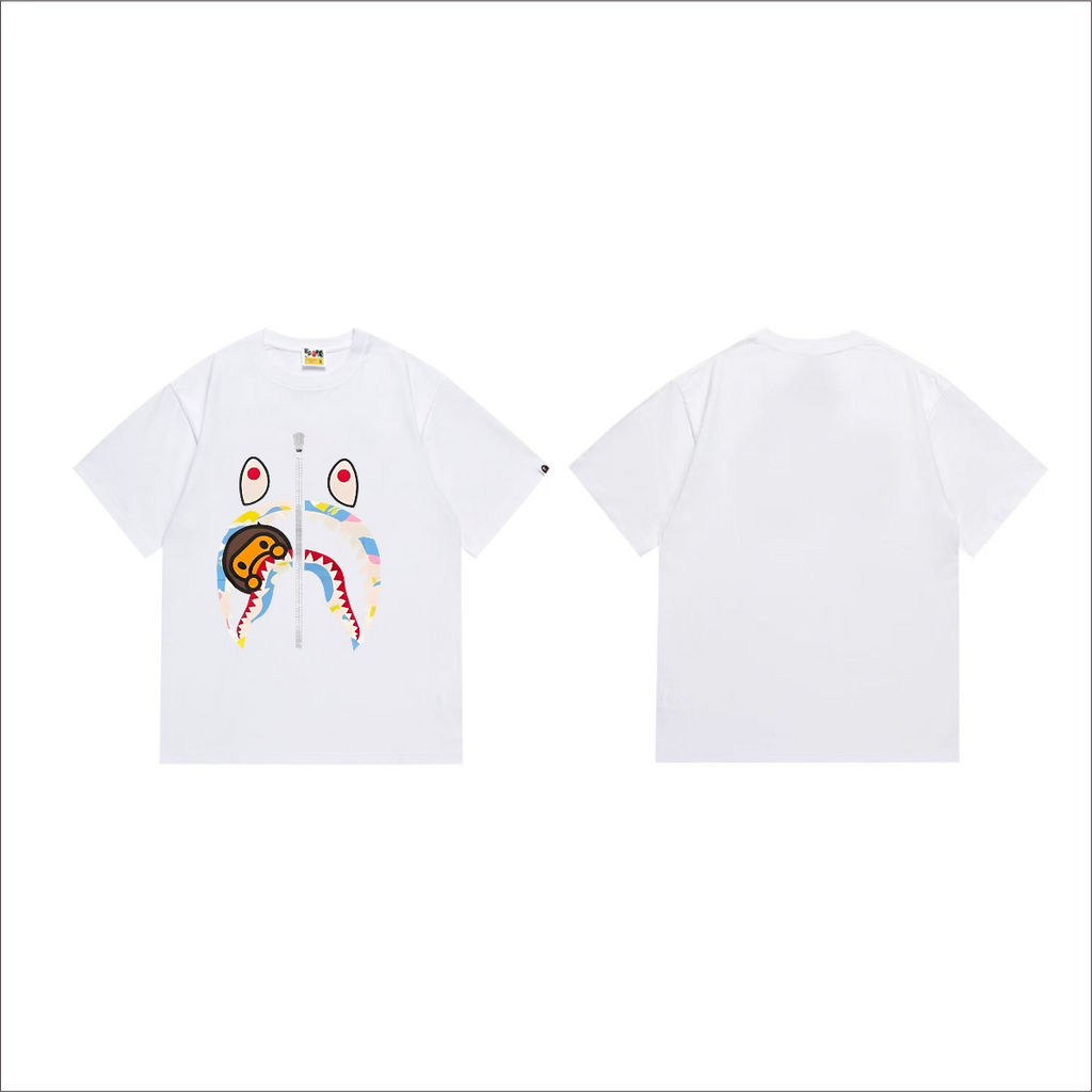 Bathing Shark and ape head print T-Shirt NextBlock