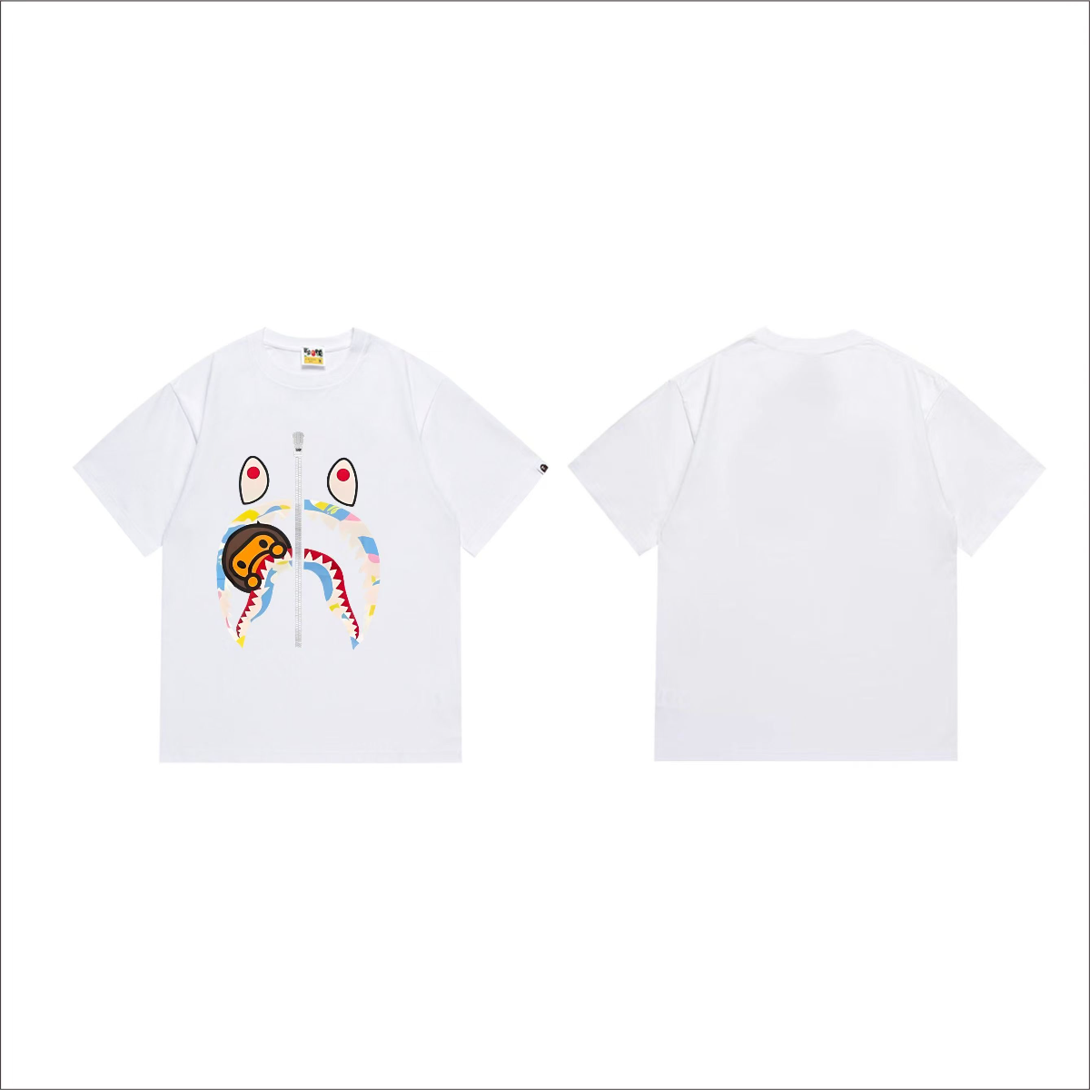 Bathing Shark and ape head print T-Shirt NextBlock