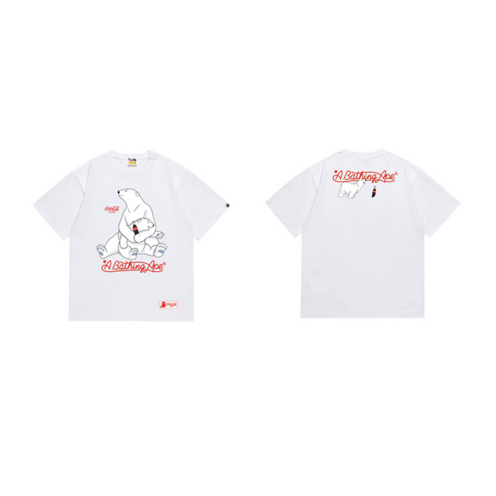 Bathing Shark and ape head print T-Shirt NextBlock