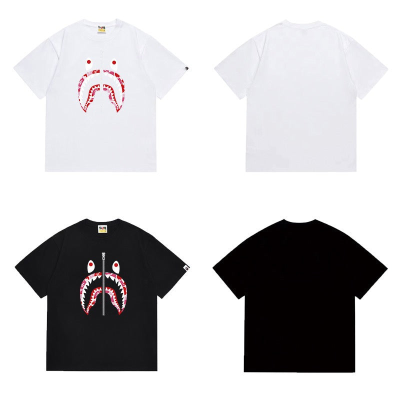 Bathing Shark and ape head print T Shirts NextBlock