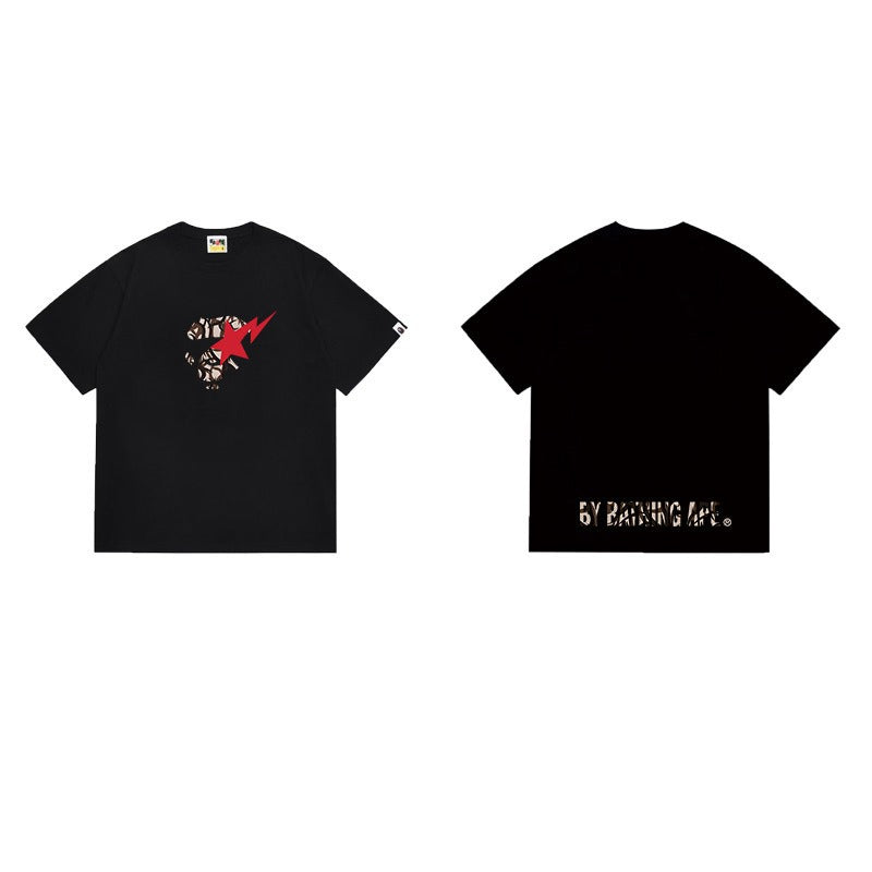 Bathing Shark and ape head print T Shirts NextBlock