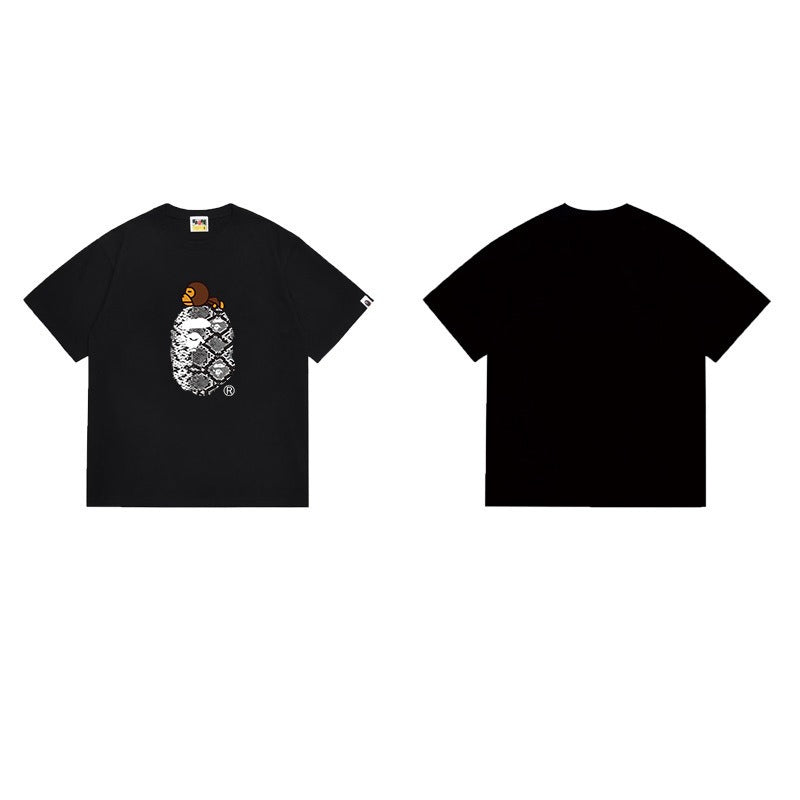Bathing Shark and ape head print T Shirts NextBlock