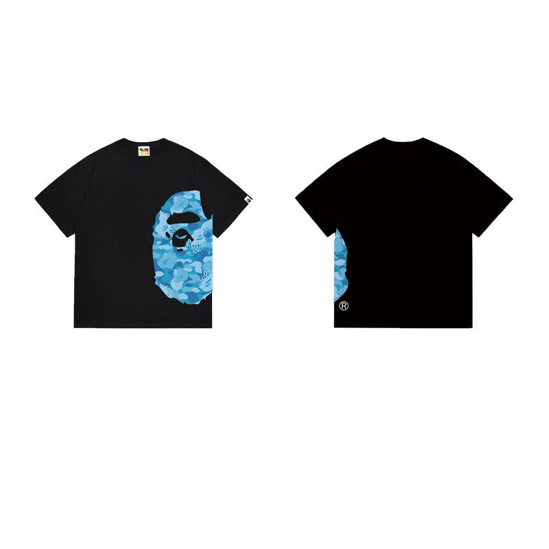 Bathing Shark and ape head print T Shirts NextBlock