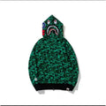 Bathing Shark and ape head print hoode BAPE green ghost color singer joint model NextBlock