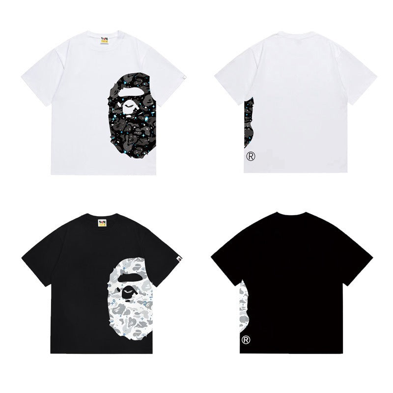 Bathing Shark and ape head print T Shirts NextBlock