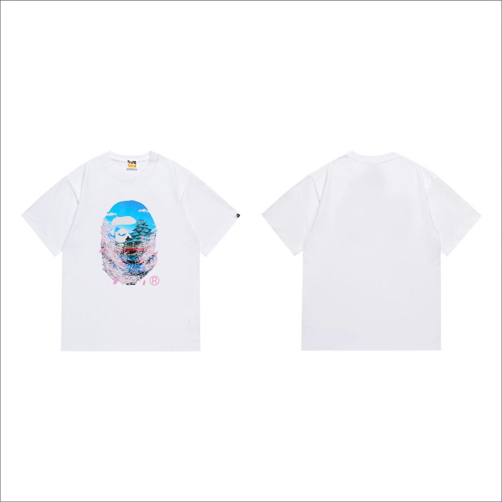 Bathing Shark and ape head print T-Shirt NextBlock