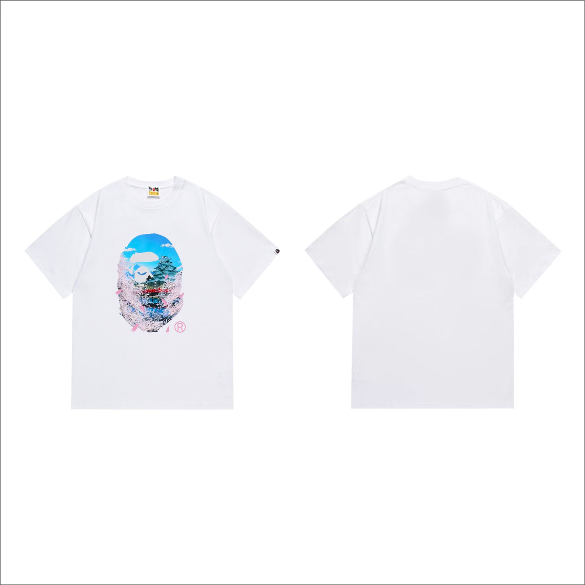 Bathing Shark and ape head print T-Shirt NextBlock