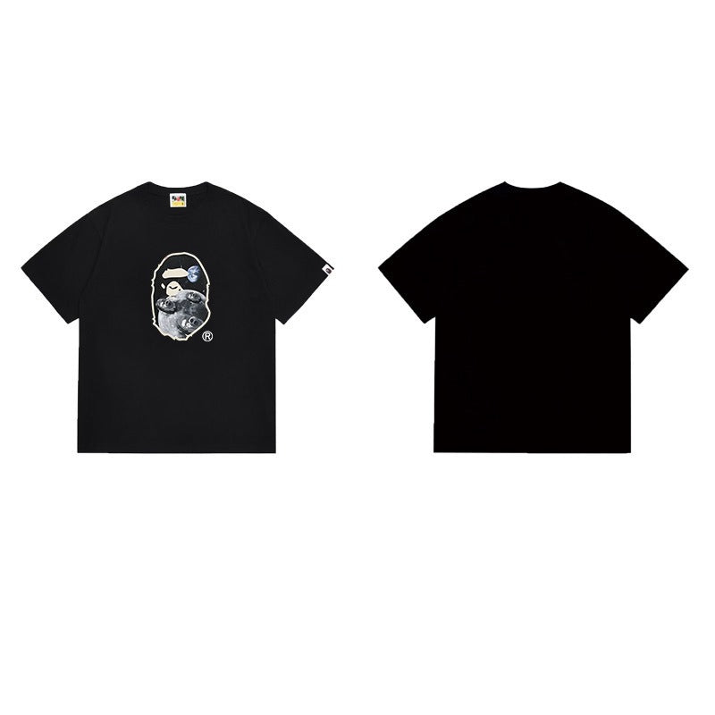 Bathing Shark and ape head print T Shirts NextBlock