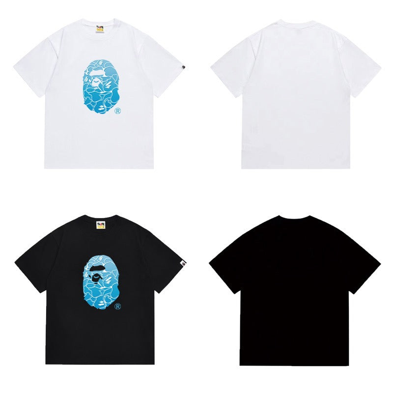 Bathing Shark and ape head print T Shirts NextBlock