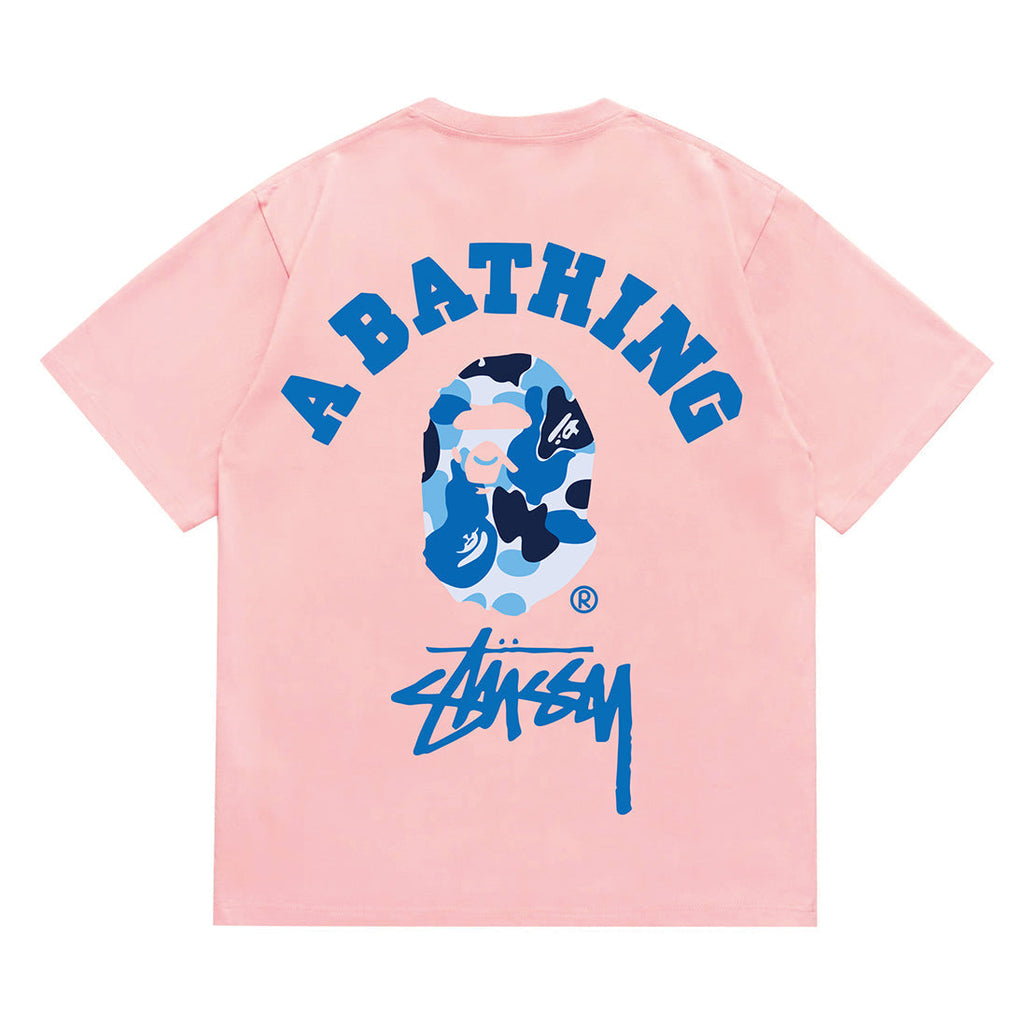 Bathing Shark and ape head print T-Shirt NextBlock