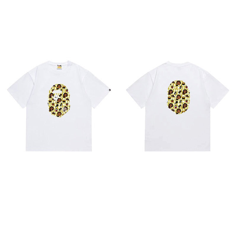 Bathing Shark and ape head print T Shirts NextBlock