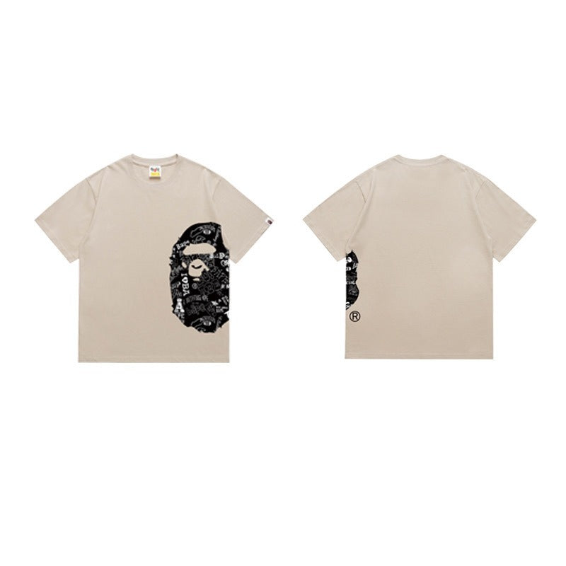 Bathing Shark and ape head print T Shirts NextBlock