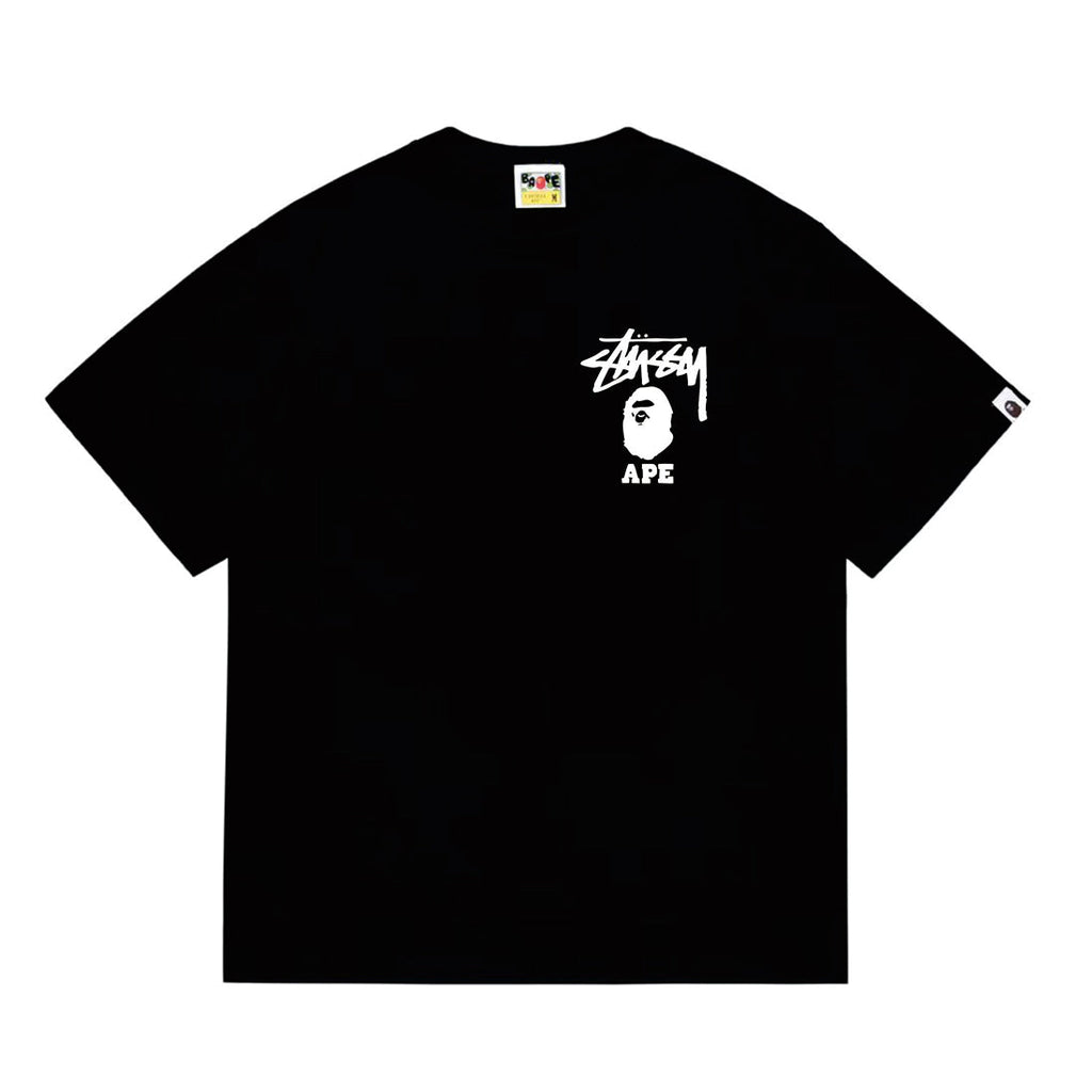 Bathing Shark and ape head print T-Shirt NextBlock