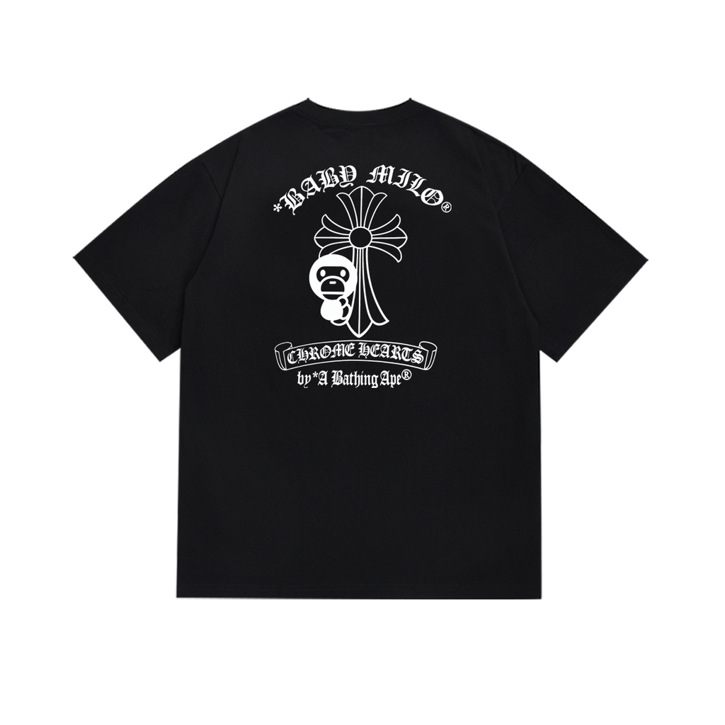 Bathing Shark and ape head print T-Shirt NextBlock
