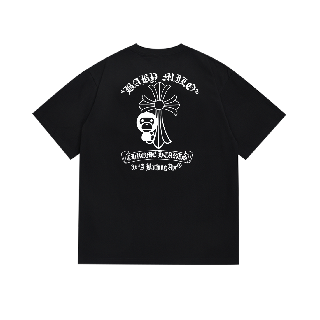 Bathing Shark and ape head print T-Shirt NextBlock