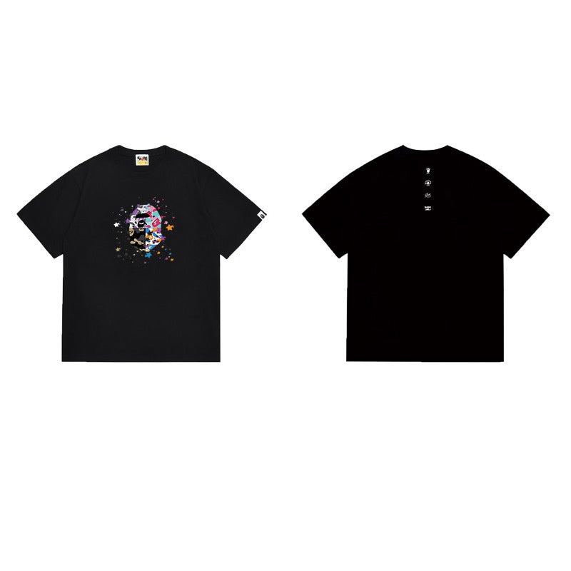 Bathing Shark and ape head print T Shirts NextBlock