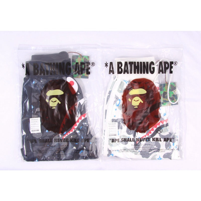 Bathing Shark and ape head print Shorts Camo luminous shark mouth shorts five-point pants straight beach pants NextBlock