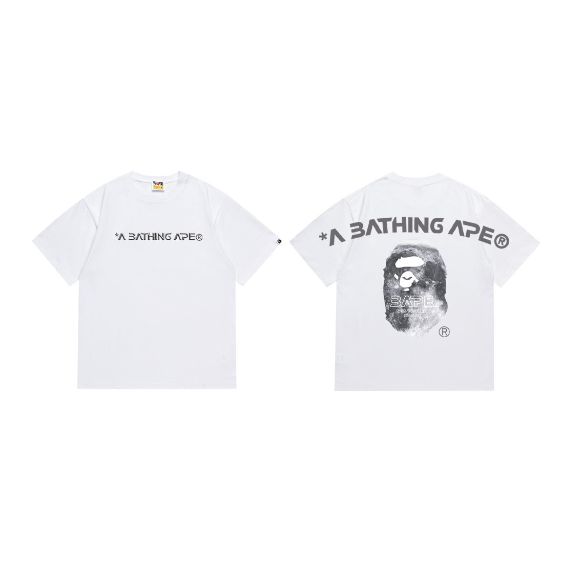 Bathing Shark and ape head print T-Shirt NextBlock