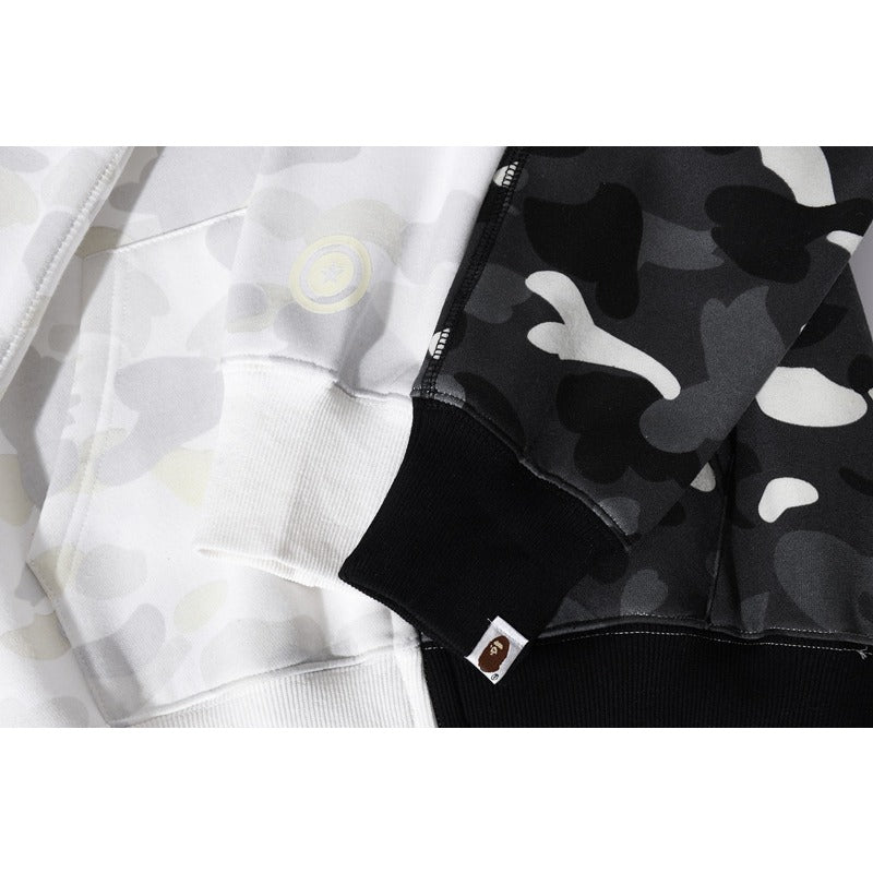 Bathing Shark and ape head print Hoodie shark head black and white luminous color matching sweater NextBlock