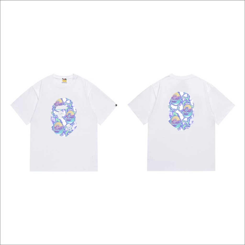 Bathing Shark and ape head print T-Shirt NextBlock