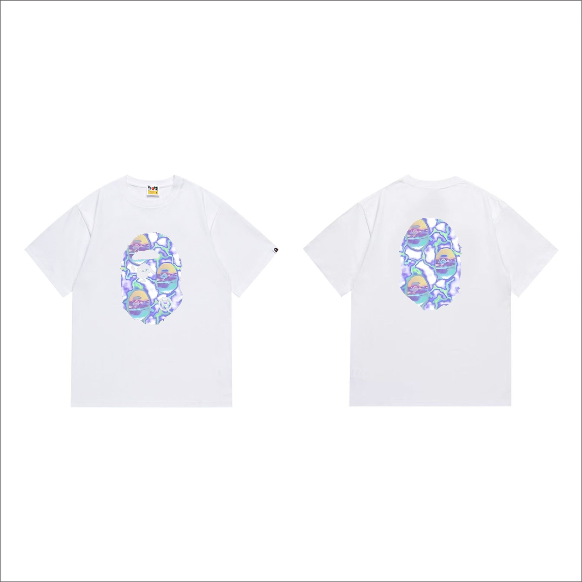 Bathing Shark and ape head print T-Shirt NextBlock