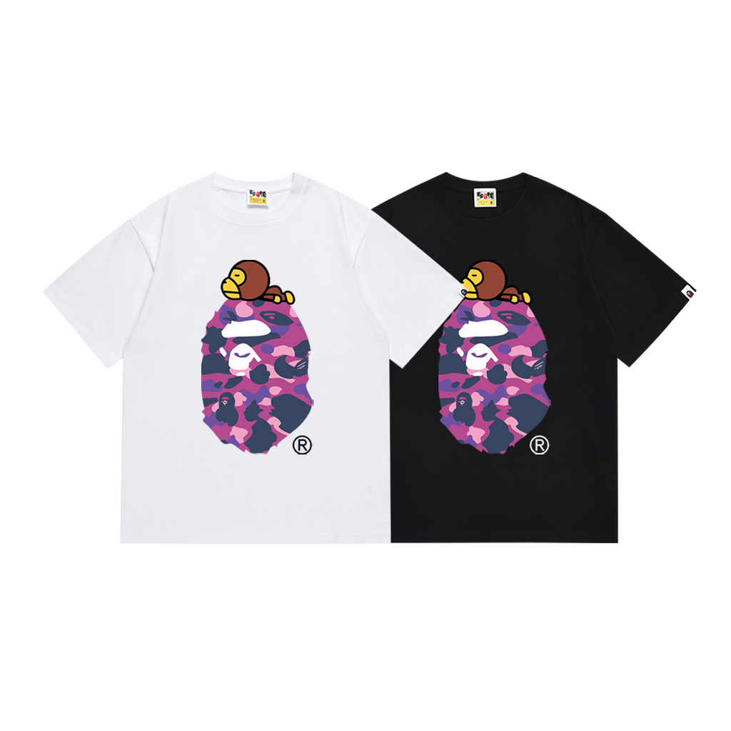Bathing Shark and ape head print T-Shirt NextBlock