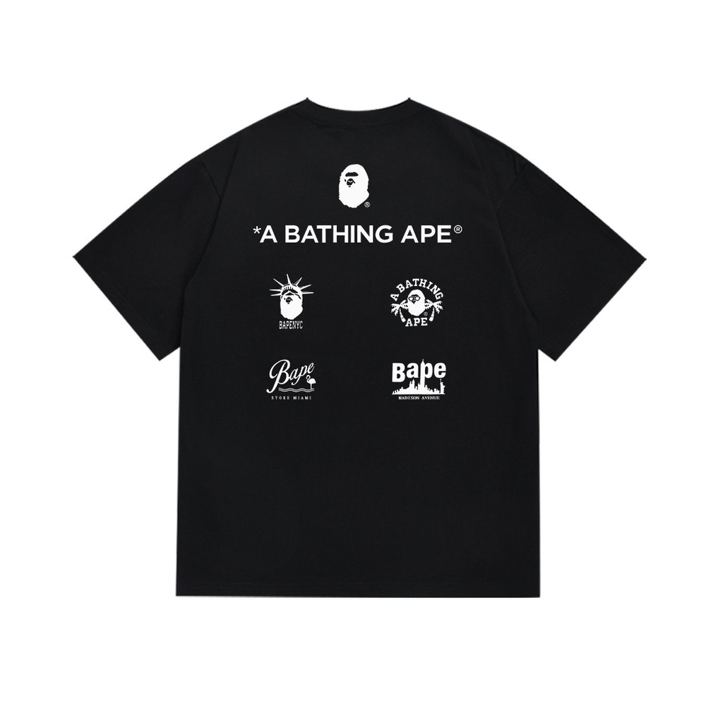 Bathing Shark and ape head print T-Shirt NextBlock
