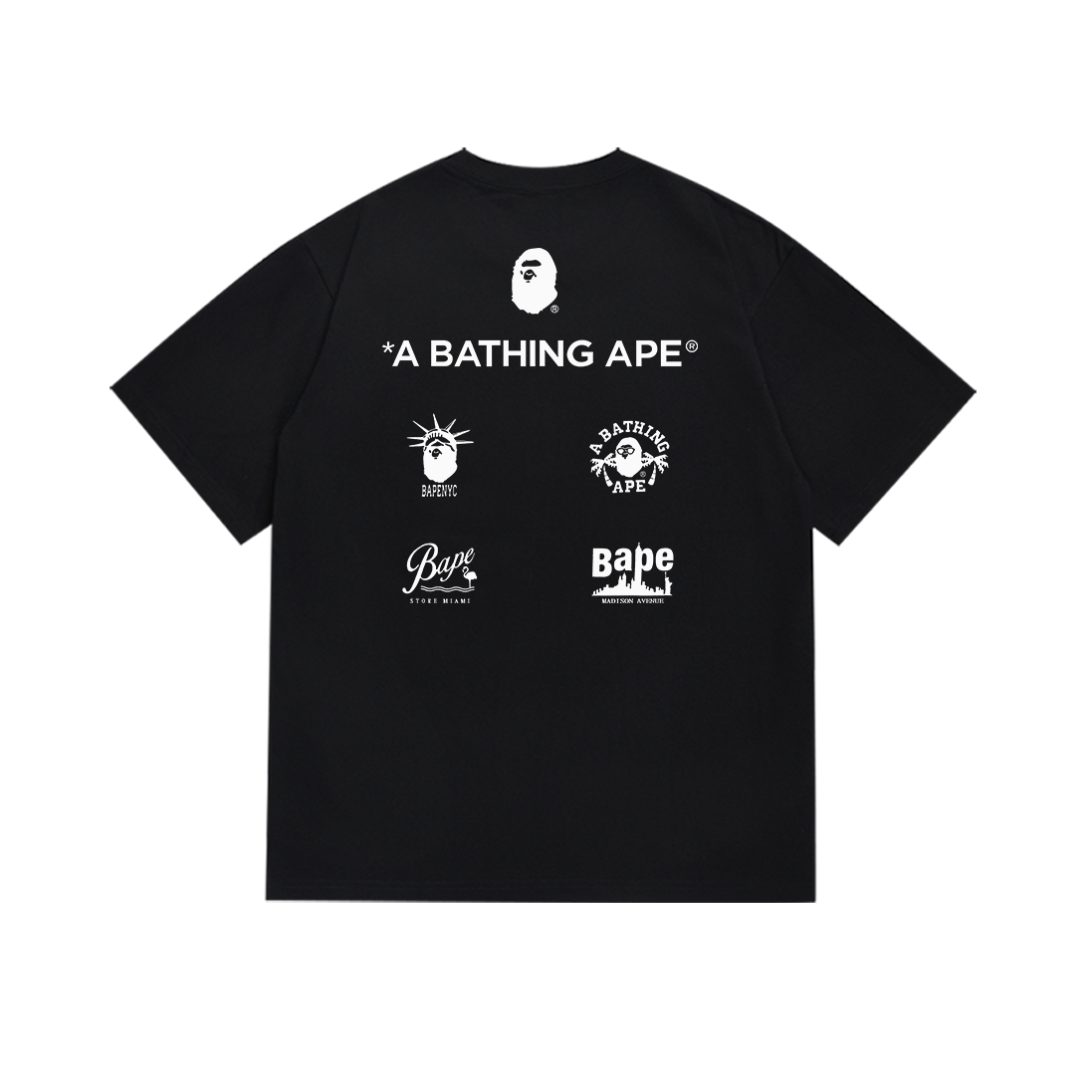 Bathing Shark and ape head print T-Shirt NextBlock