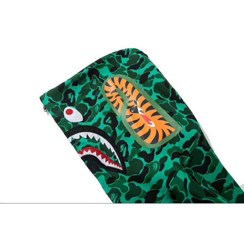 Bathing Shark and ape head print hoode BAPE green ghost color singer joint model NextBlock