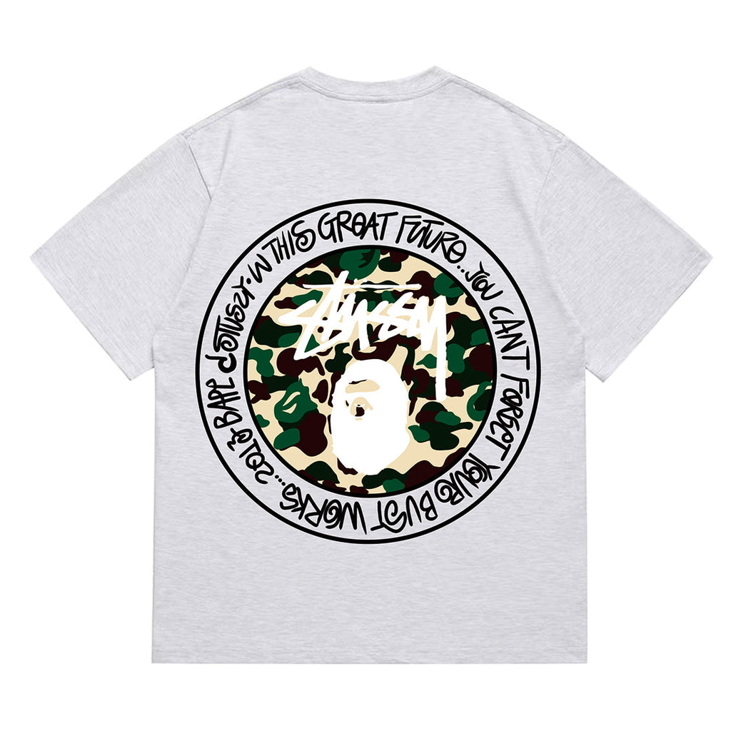 Bathing Shark and ape head print T-Shirt NextBlock
