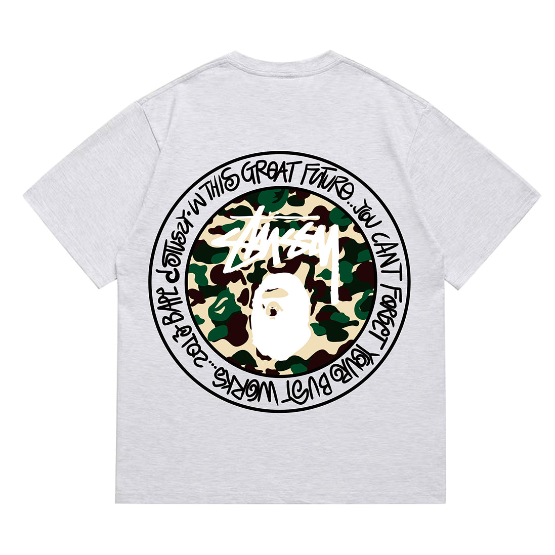 Bathing Shark and ape head print T-Shirt NextBlock