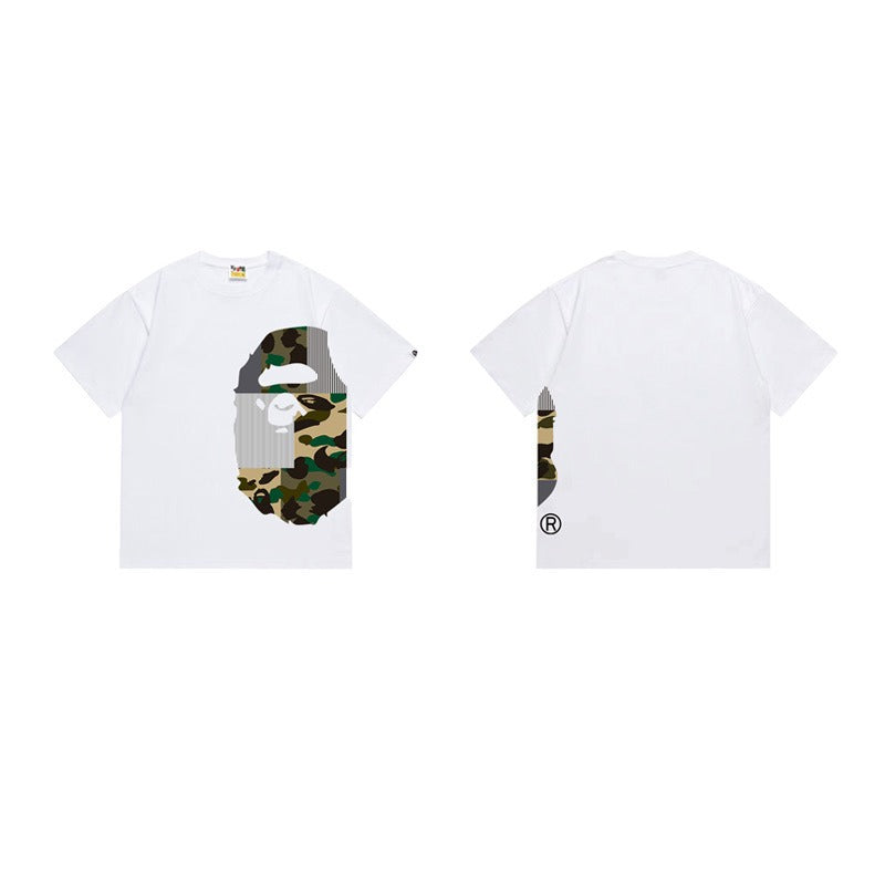 Bathing Shark and ape head print T Shirts NextBlock
