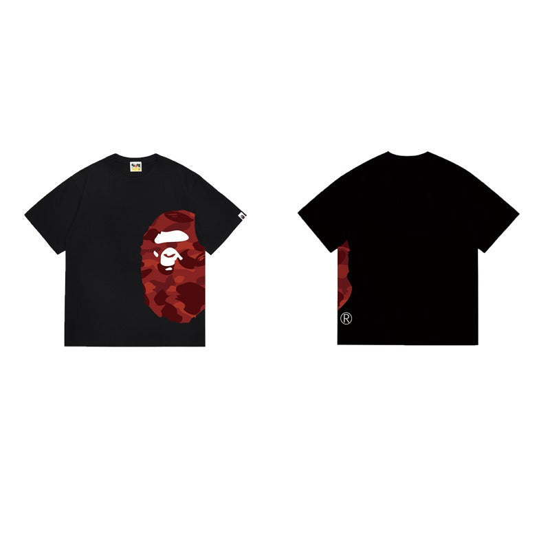 Bathing Shark and ape head print T Shirts NextBlock