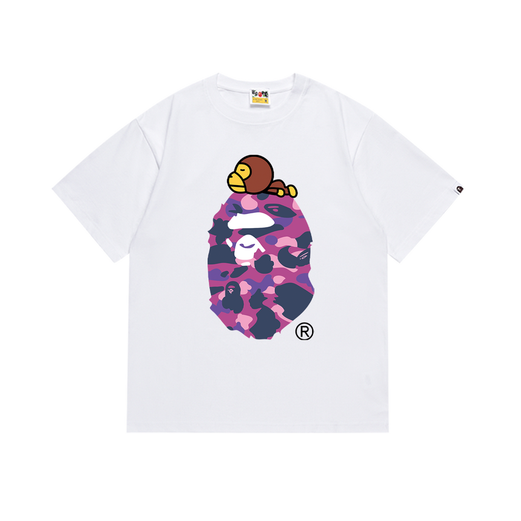 Bathing Shark and ape head print T-Shirt NextBlock