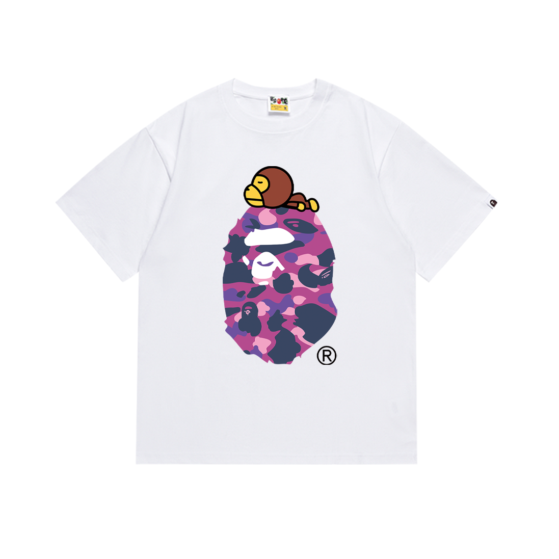 Bathing Shark and ape head print T-Shirt NextBlock